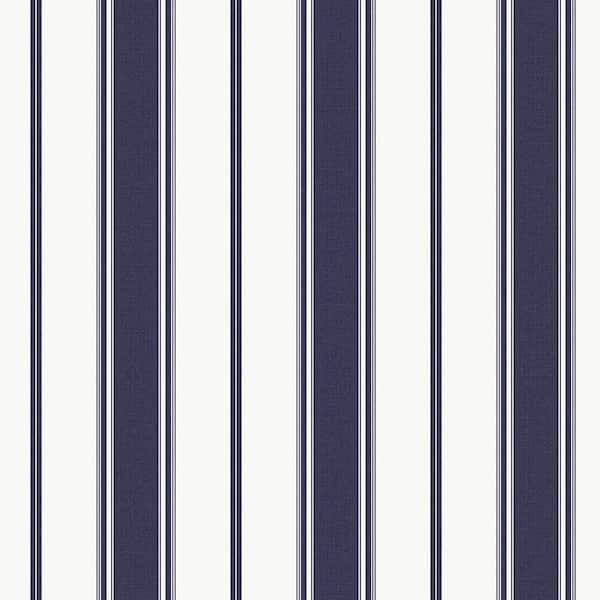 Unbranded Navy Smart Stripes 3 Heritage Stripe Matte Finish Non-Pasted Vinyl on Non-Woven Wallpaper Sample