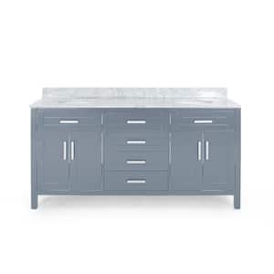 Greysen 72 in. W x 22 in. D Bath Vanity with Carrara Marble Vanity Top in Grey with White Basin