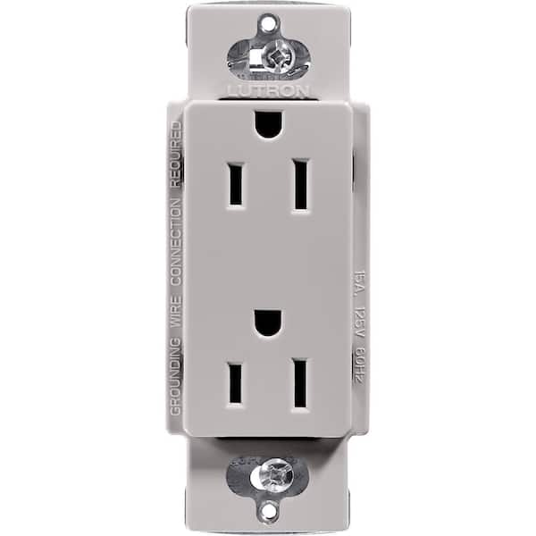 Lutron Claro 15 Amp Duplex Outlet, Gray (CAR-15-GR)