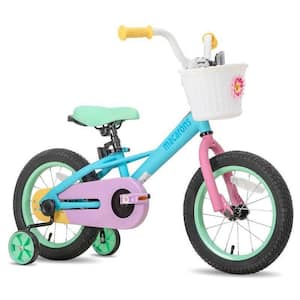 Macarons Kids Bike for Girls Ages 4-7 with Training Wheels, 16 in., Rainbow