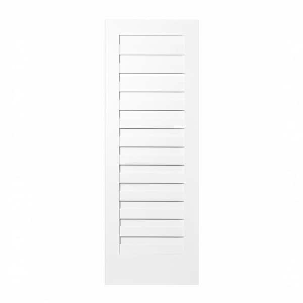 24 in. x 96 in. Shadow Louver Solid Core White Primed Smooth Wood Interior Door Slab