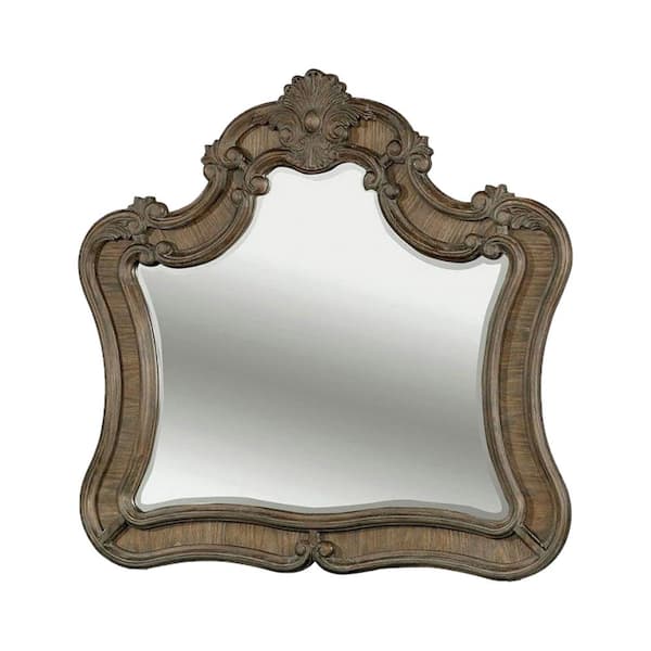 Large Arch Rustic Natural Tone Classic Mirror (45 in. H x 48 in. W)