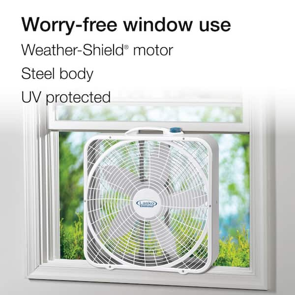 Lasko 20 in. 3-Speed Weather Shield Performance Box Fan 3720 - The 