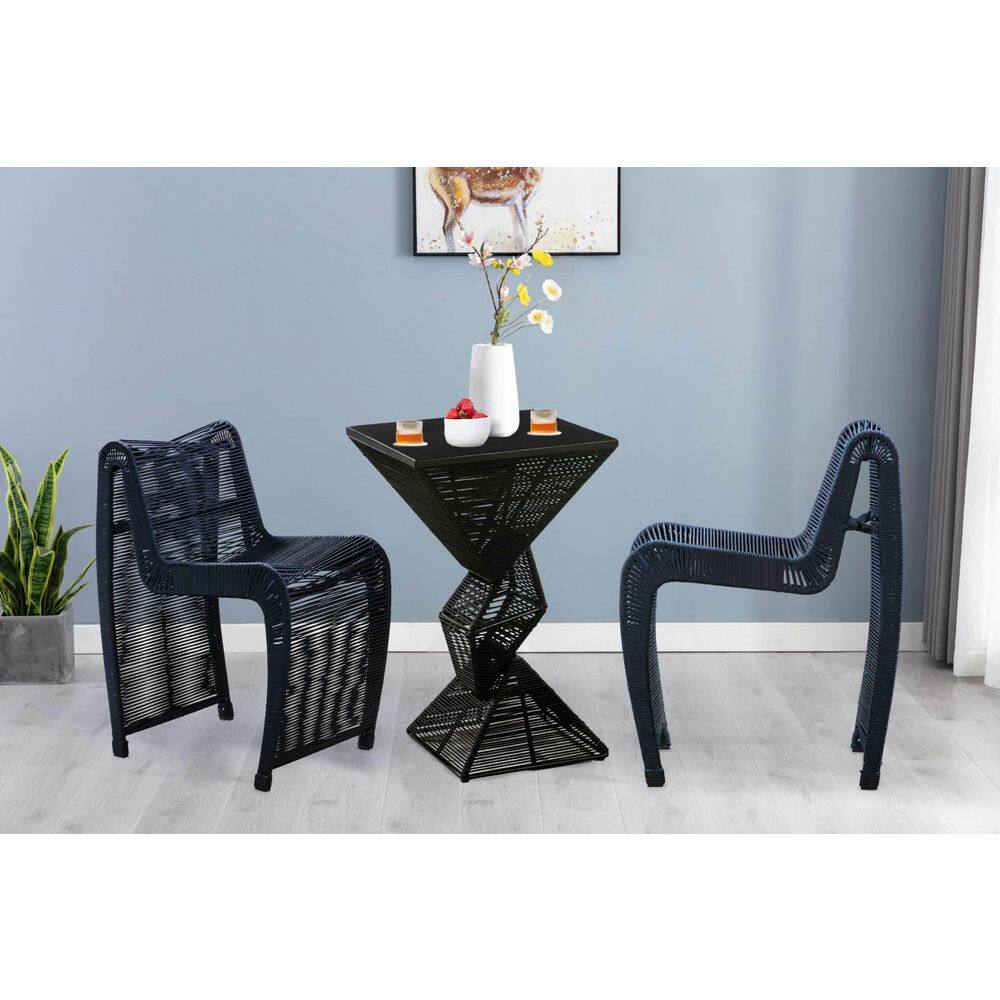 Lorenzo Blue Rope 3-Piece Pub Set-36 in. Table Height