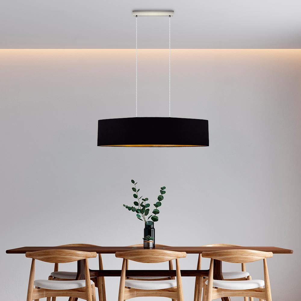 Satin Nickel Maserlo 72" Contemporary Black and Gold Pendant Light