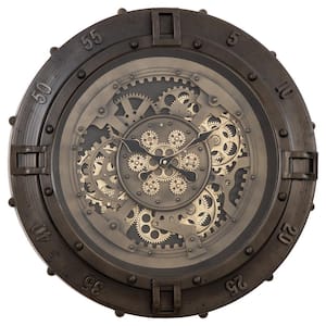 Urban Loft Gears Antique Gunmetal Wall Clock
