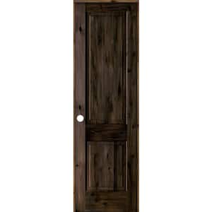 28 in. x 96 in. Rustic Knotty Alder Wood 2 Panel Square Top Right-Hand/Inswing Black Stain Single Prehung Interior Door