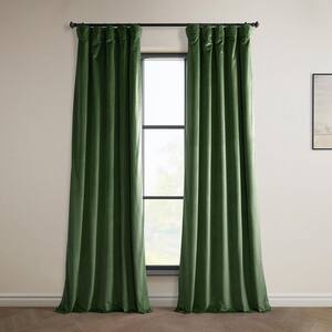 Eden Green Velvet Rod Pocket Room Darkening Curtain - 50 in. W x 108 in. L (1 Panel)
