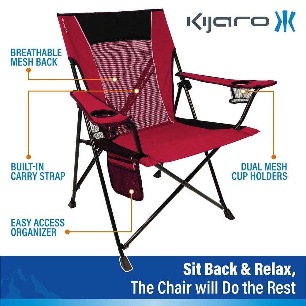 Dual Lock Portable Outdoor Chair in Red Rock with Mesh Back