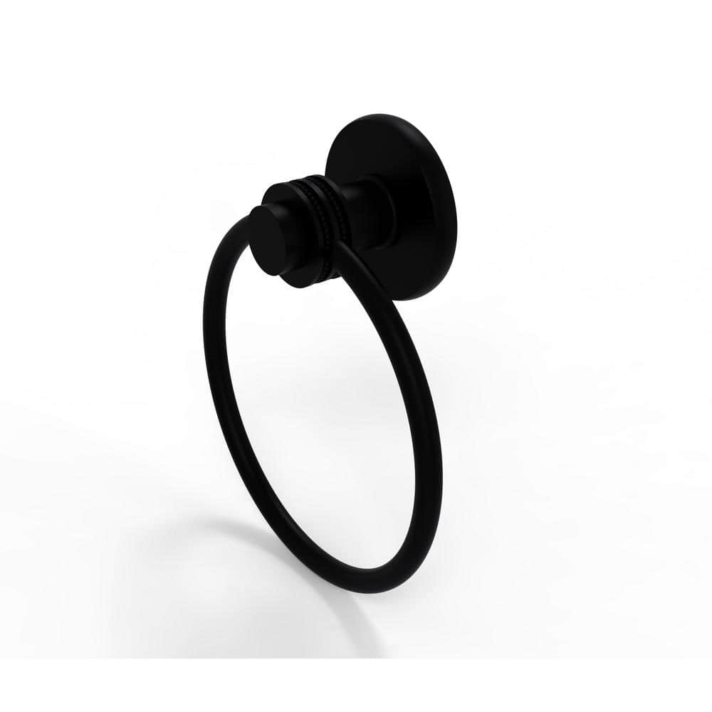 Allied Brass Mercury Collection Towel Ring with Dotted Accent in Matte  Black 916D-BKM