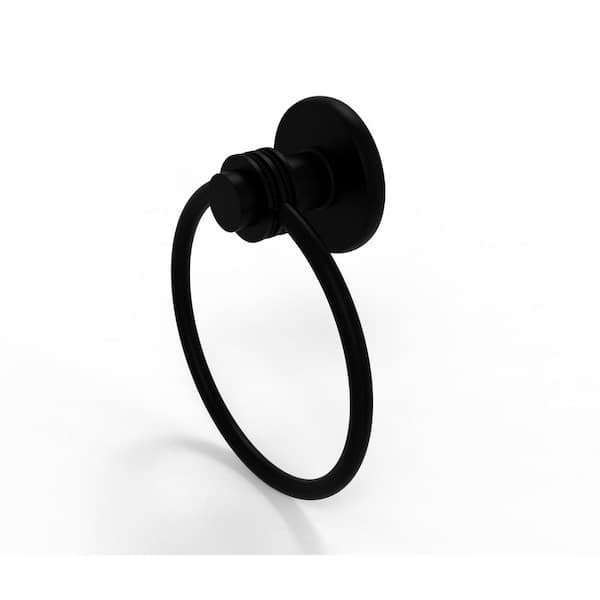 Allied Brass Mercury Collection Towel Ring with Dotted Accent in Matte Black