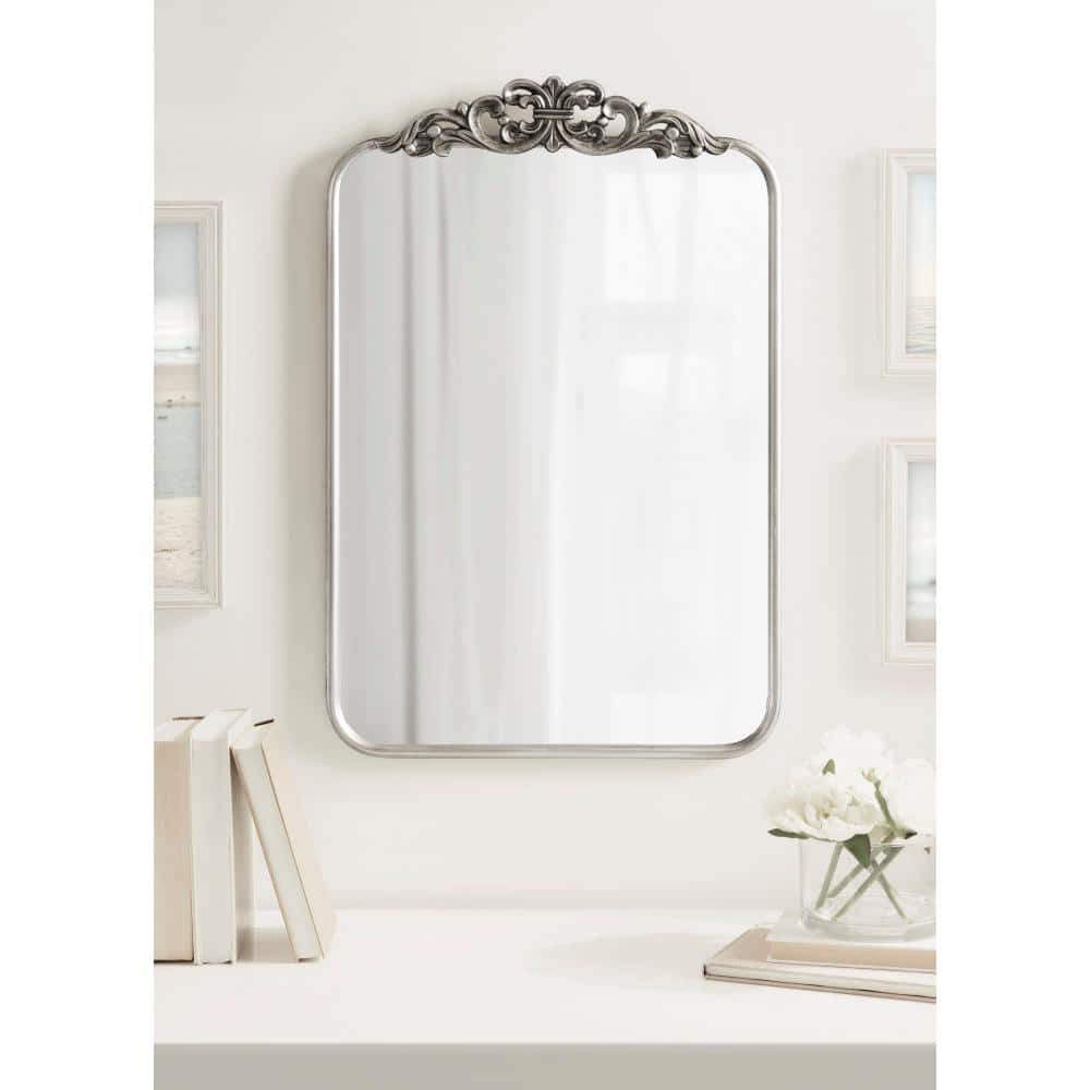 Laubry 30" x 20" Silver Ornate Rectangular Vanity Mirror