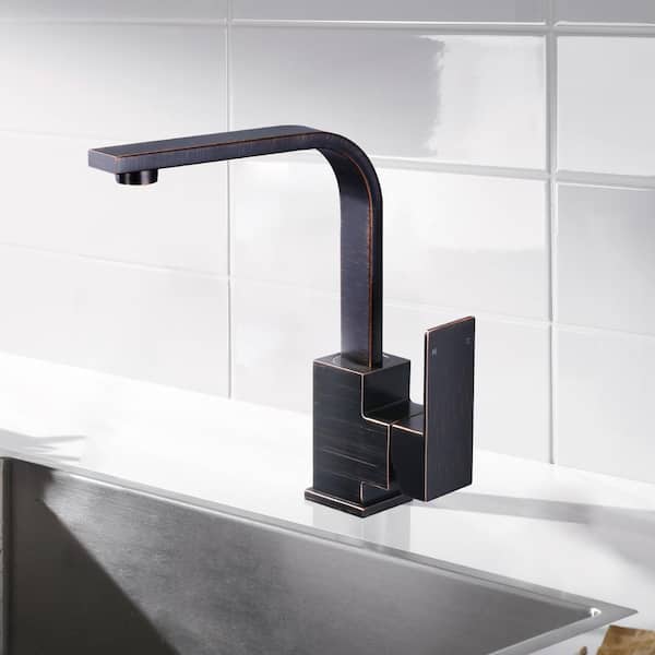 Stainless Steel Single Handle Bar Faucet with Swivel Spout, 2-Aerators and Supply Lines in Oil Rubbed Bronze