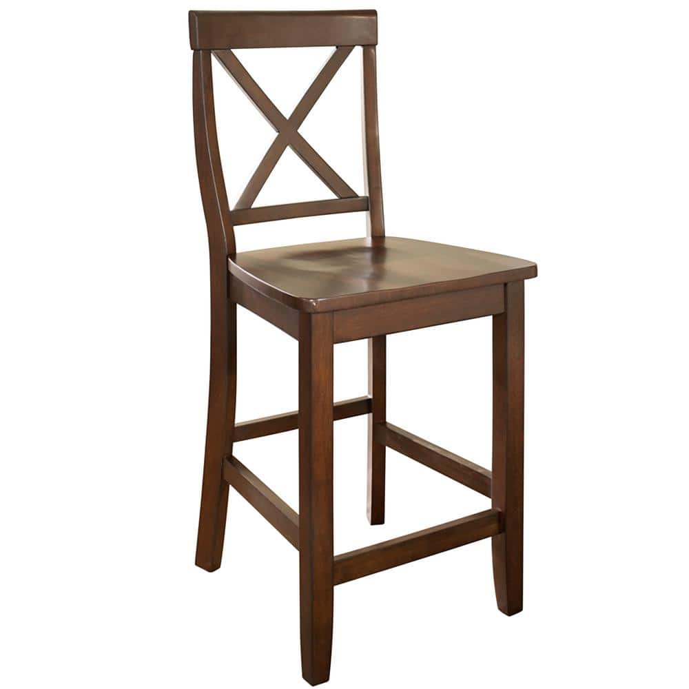 Vintage Mahogany Hand-Rubbed Hardwood 24" Counter Stool Set