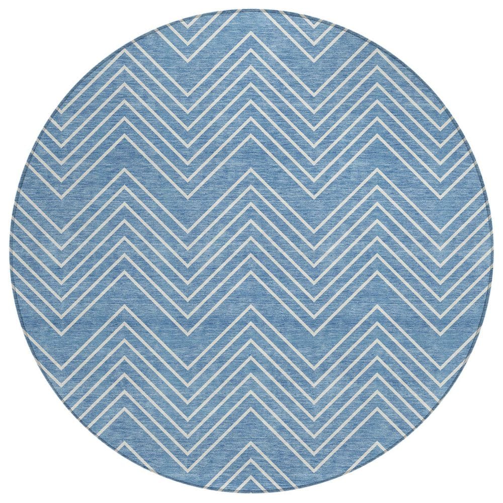 Chantille Machine Washable Indoor/Outdoor Abstract ACN2390 Blue 8 ft. x 8 ft. Round Rug price history on PriceWatchPro