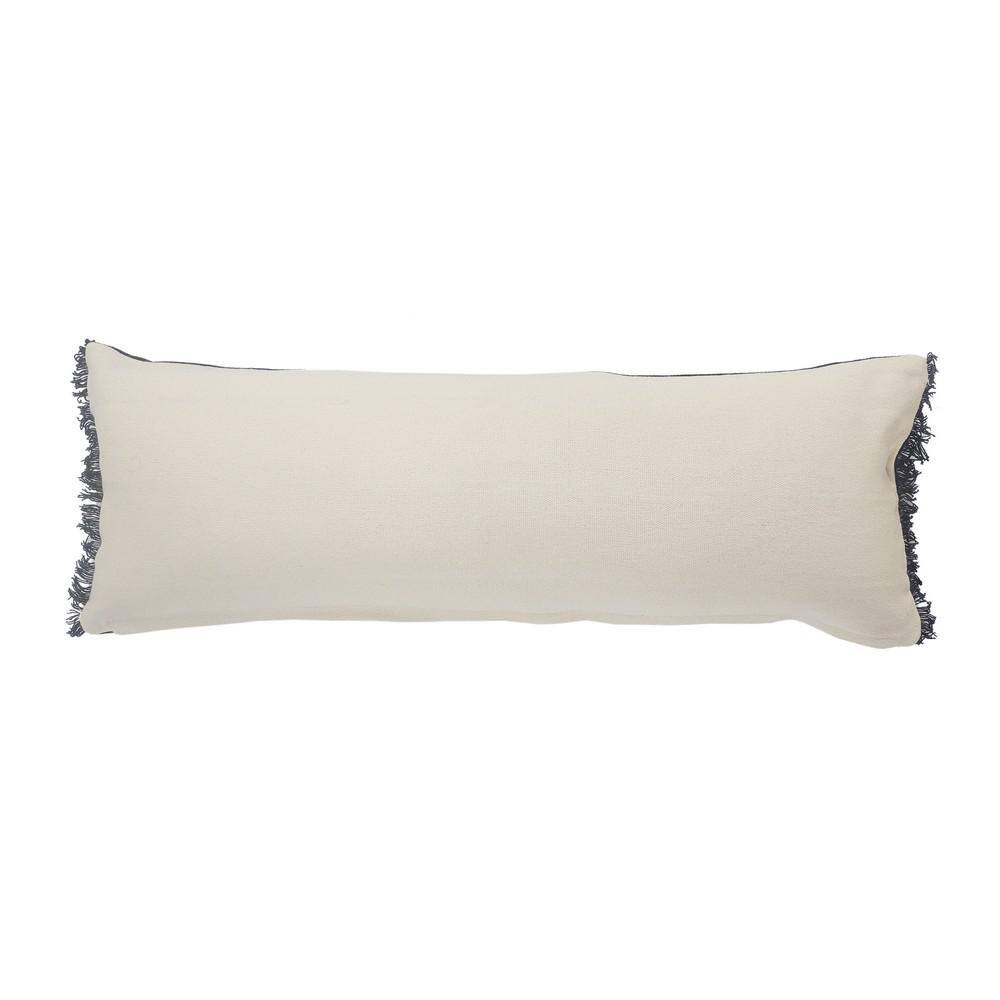 Navy and Tan Jute Braided Rectangular Lumbar Pillow