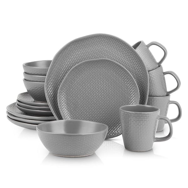 Stone Lain Tina 32-Piece Stoneware Dinnerware Set, Service for 8, Blue and  Grey