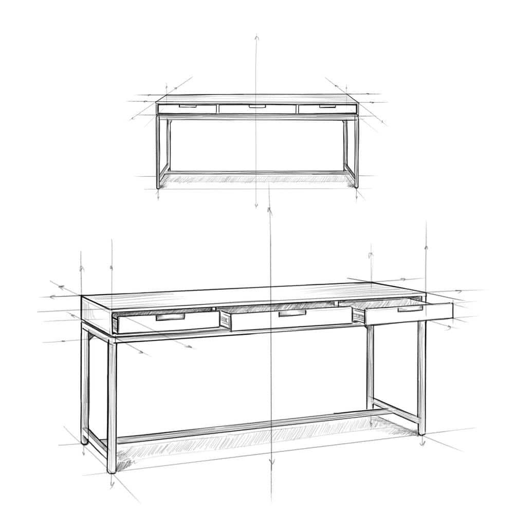 Walnut Veneer Executive Desk with Drawer and Keyboard Tray