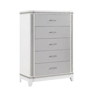 38 in. White and Gray Wooden Dresser Without Mirror