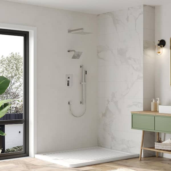 Single Handle 3-Spray Patterns 10 and 6 in. Dual Shower Faucet 2.5 GPM with Adjustable Heads and Handheld in Chorme