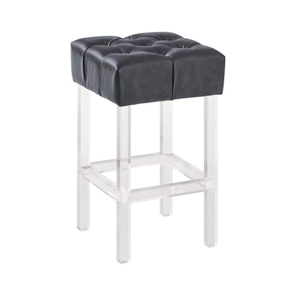 Faux Leather Counter Height Bar Stool, Leather No Back Bar Stools
