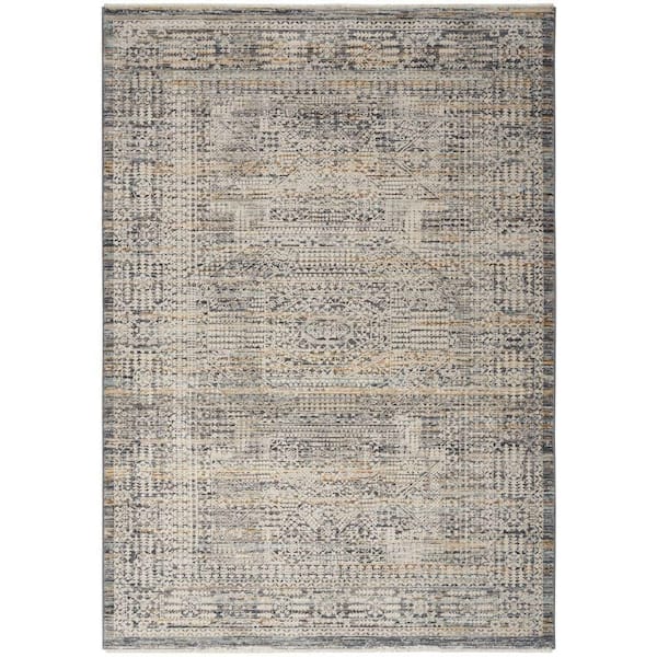 Nourison Lynx Ivory Slate 5 ft. x 8 ft. All-over design Transitional Area Rug