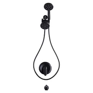 Single Handle 7-Spray Double Shower Fixed and Handheld Shower Head Shower Faucet 1.8 GPM with Tub Spout in. Matte Black