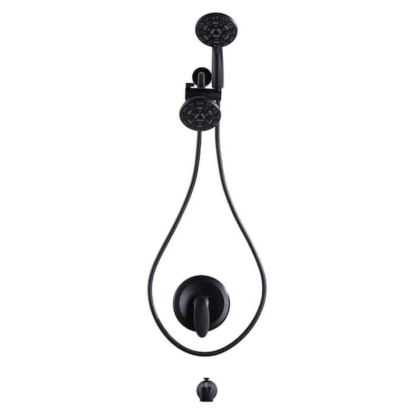 ARCORA Single Handle 7-Spray Double Shower Fixed and Handheld Shower Head Shower Faucet 1.8 GPM with Tub Spout in. Matte Black