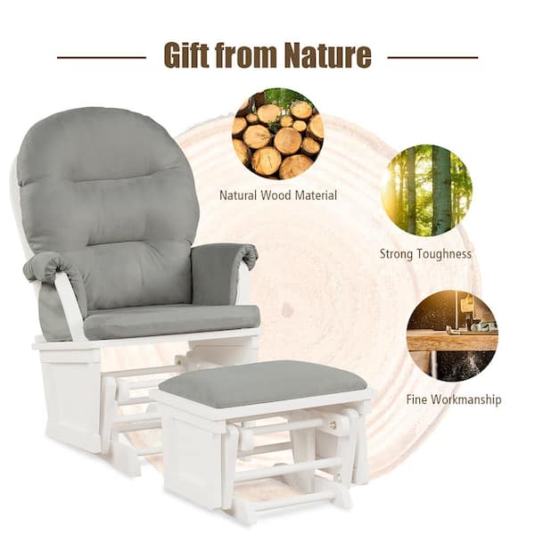 Costway Light Grey Baby Nursery Relax Rocker Rocking Chair Glider and  Ottoman Set with Cushion GHMHSKU00975 - The Home Depot