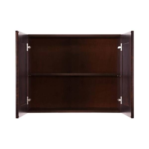 LIFEART CABINETRY Edinburgh Assembled 30x21x12 in. Wall Cabinet with 2-Doors 1-Shelf in Espresso