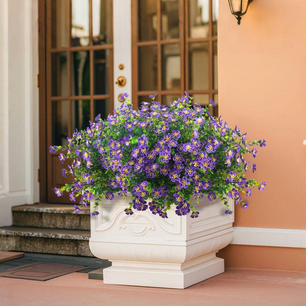 13.5 in. Purple Outdoor Artificial Boxwood Flowers UV Resistant 12