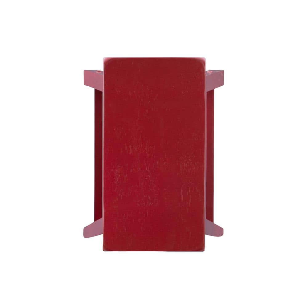 Crimson Red 24" Wooden Backless Saddle Counter Stool