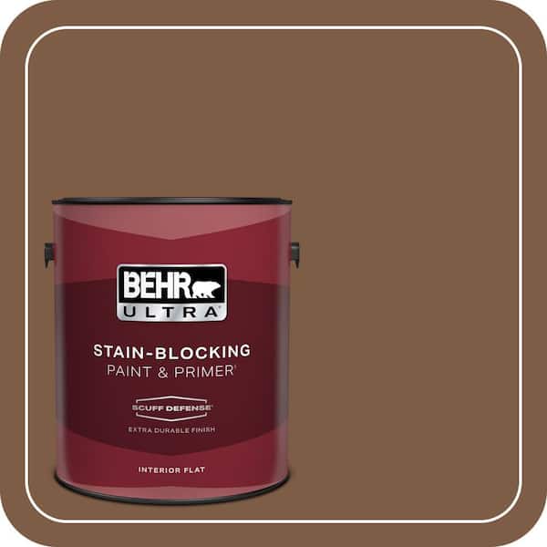 BEHR ULTRA 1 gal. #BXC-65 Outback Brown Extra Durable Flat Interior Paint & Primer