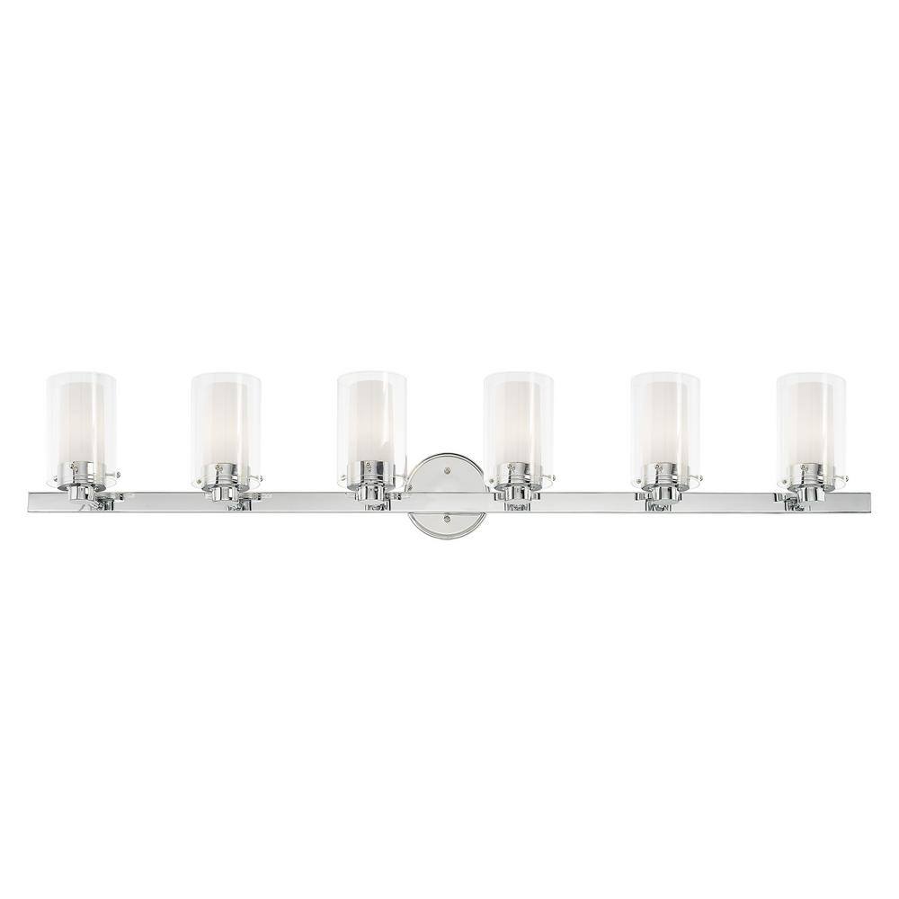 Polished Chrome 6-Light Vanity Light with Opal Glass Shades