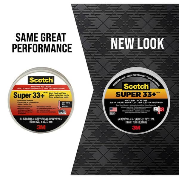 Scotch Super 33 Plus Vinyl Plastic Electrical Tape Black 3M 6130 