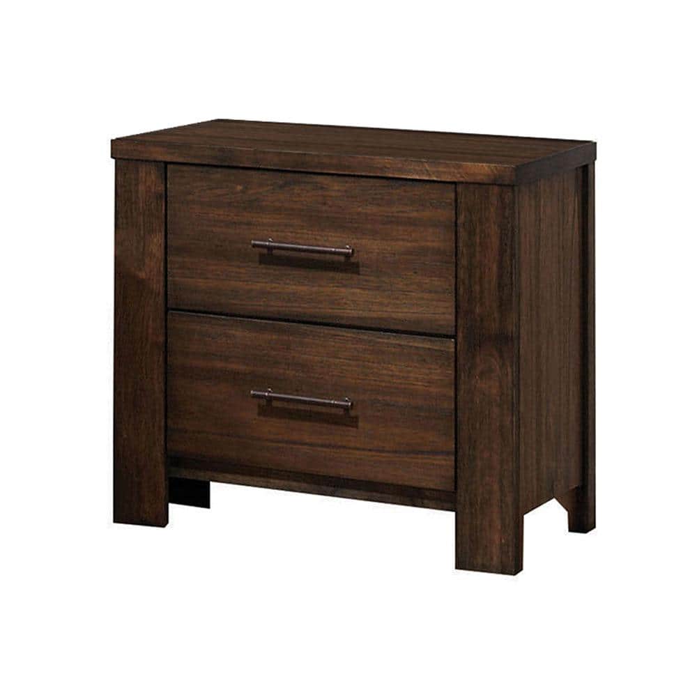 Merrilee Antique Brass 2-Drawer Oak Nightstand