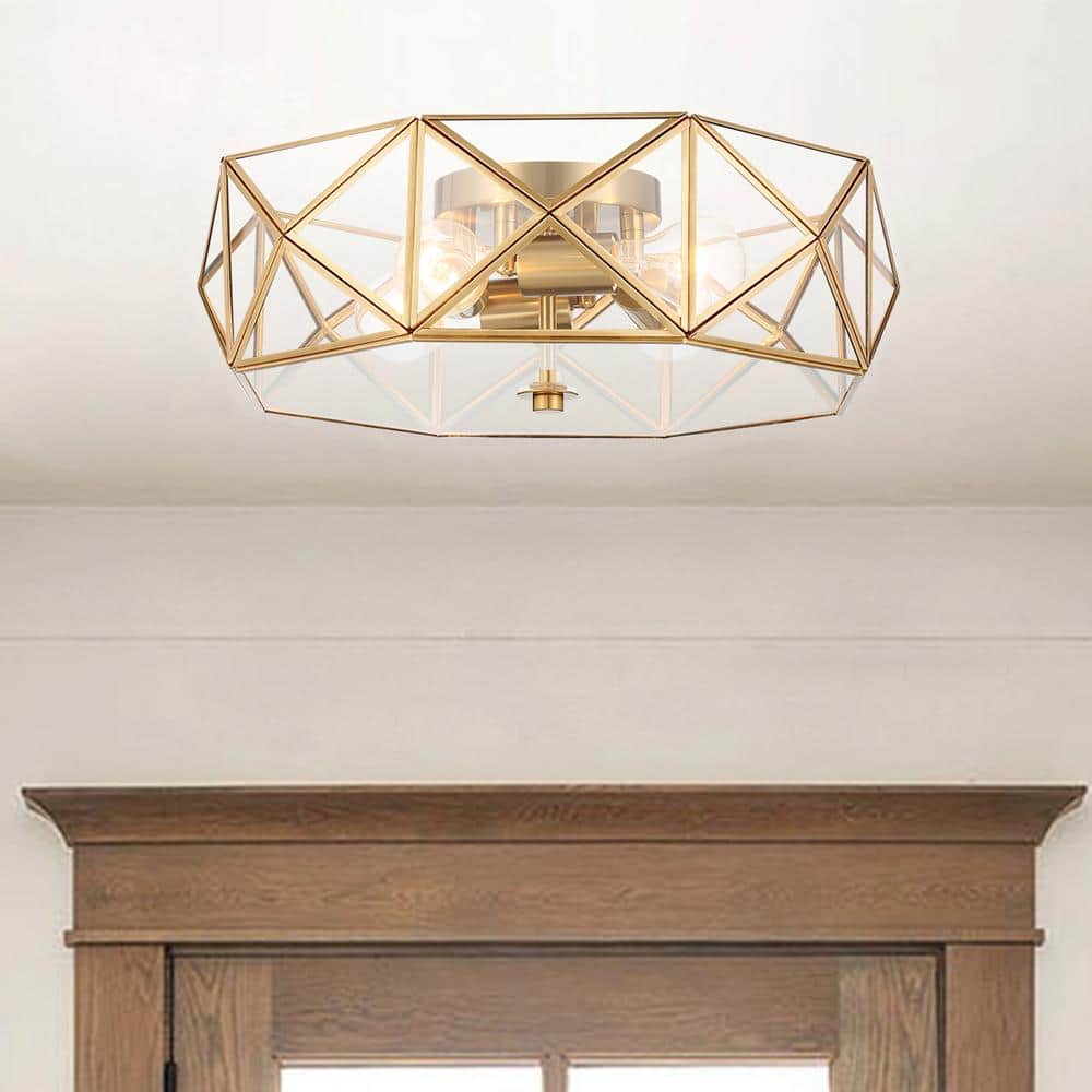 Brass Dust Geometric LED Vanity Flush Mount Light 16.93"
