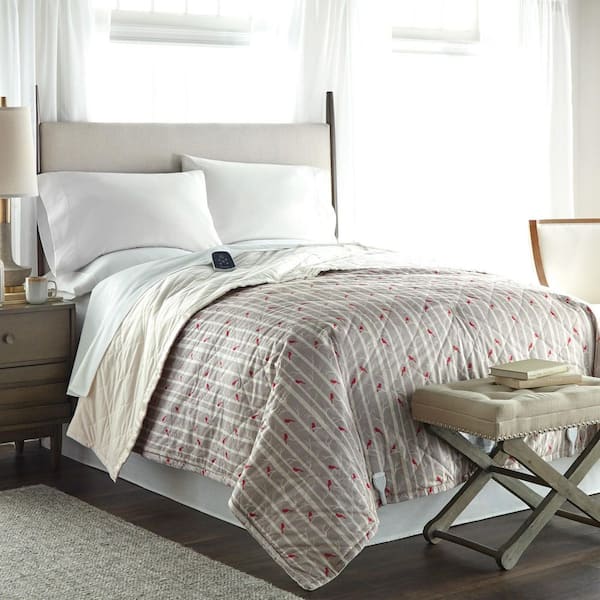 Micro Flannel Twin Cardinals Electric Heated Comforter/Blanket