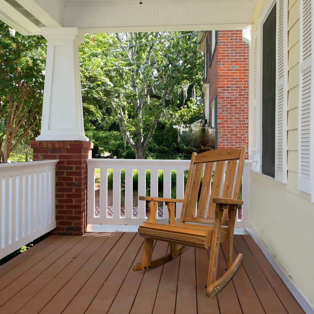 Brown Solid Wood Indoor/Outdoor Rocking Chair