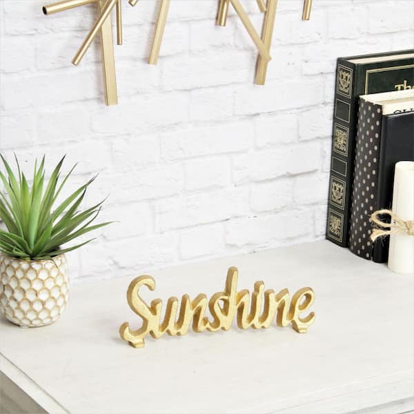 HomeRoots 3 in. Gold Cast Iron Hand Painted Sunshine Specialty Sculpture