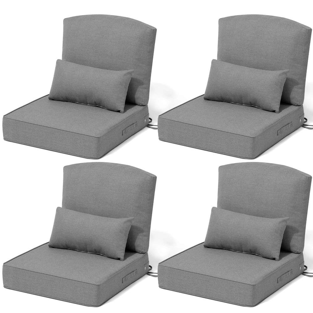 24 in. x 24 in. x 5.5 in. Patio Couch Cushion with Pillows and Handle 4-Pieces Outdoor Deep Seat Cushions in Light Gray price history on PriceWatchPro