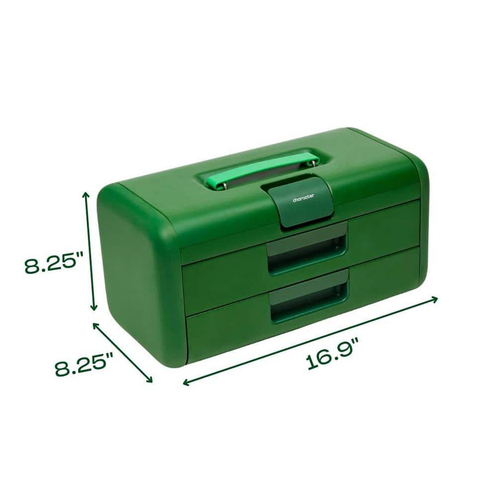 Green 2-Drawer Steel Toolbox with Powder Coat Finish