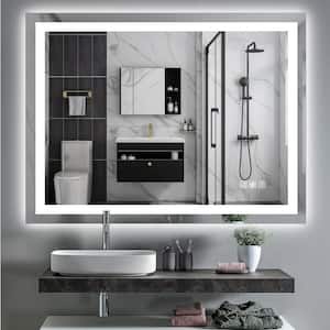 48 in. W x 36 in. H Large Rectangular Frameless Anti-Fog Wall-Mounted Dimming LED Bathroom Vanity Mirror in Transparent