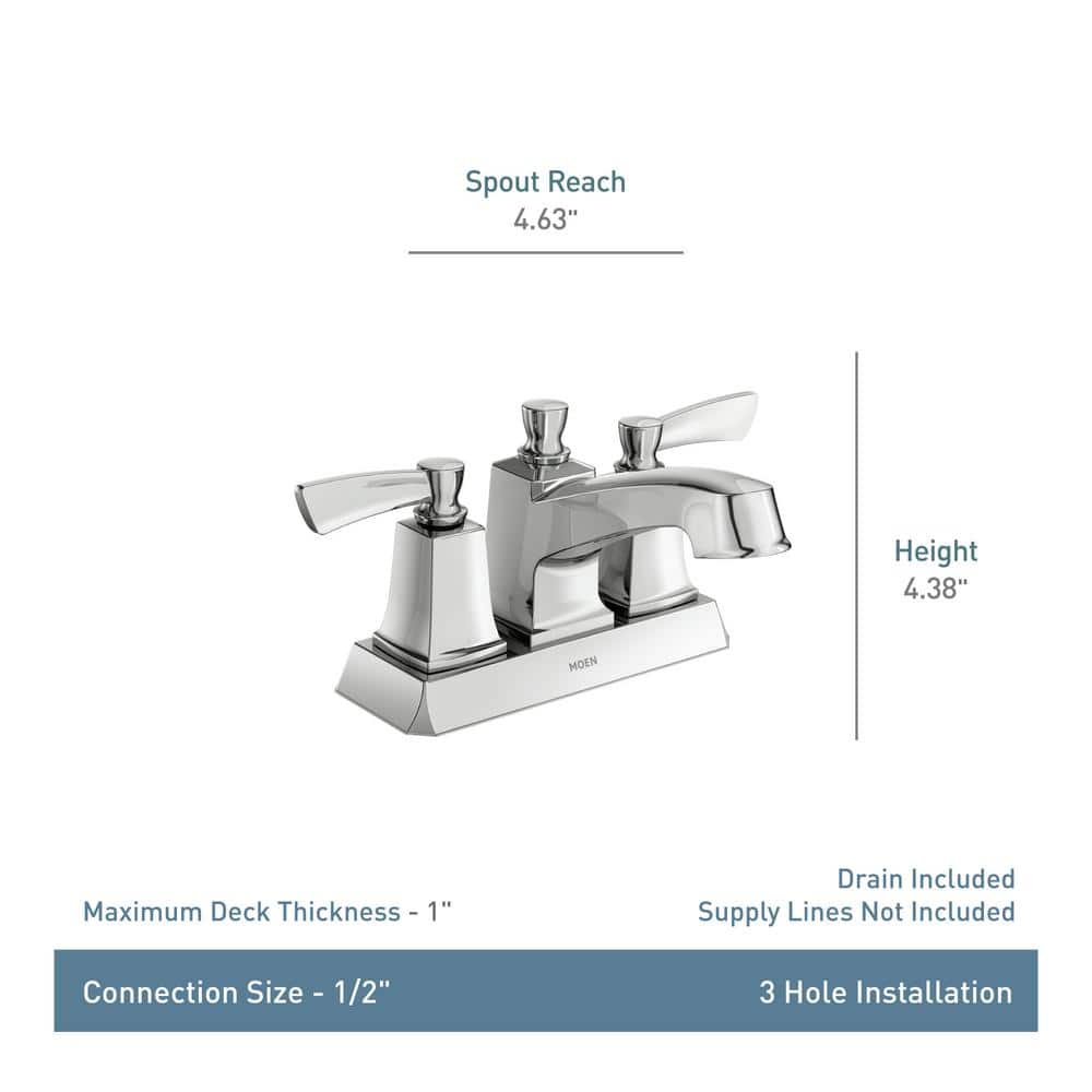 Conway Chrome 4-Inch Centerset Double Handle Bathroom Faucet