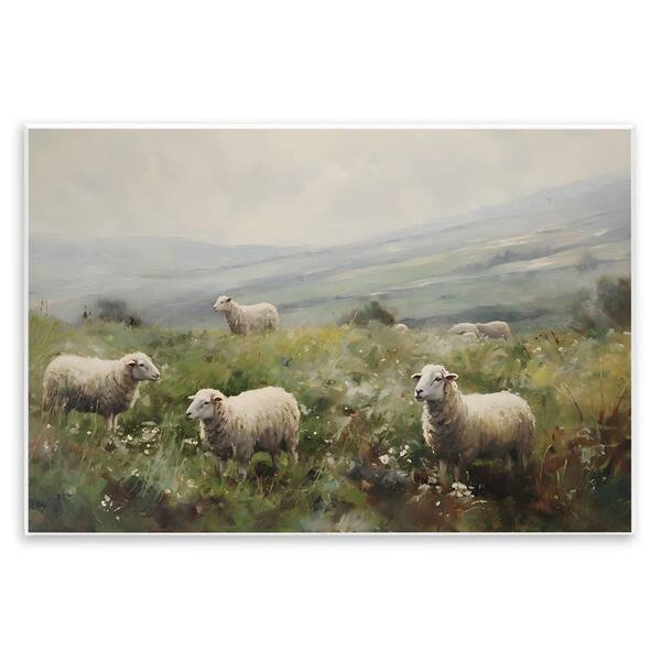 Misty Sheep Pasture by Petal Prints Design 1 Piece Unframed Nature Graphic Art Print 10 in. x 15 in.