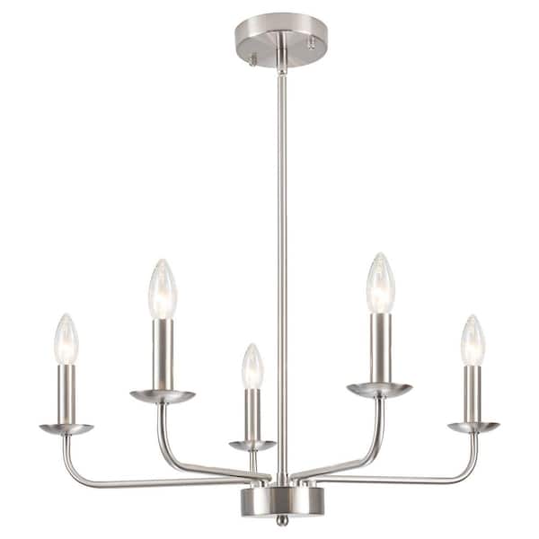 5 Light Nickel Traditional Empire Chandelier for Living Room Bedroom no bulbs included