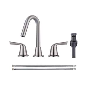 8 in. Widespread Double Handle Bathroom Faucet in Brushed Nickel