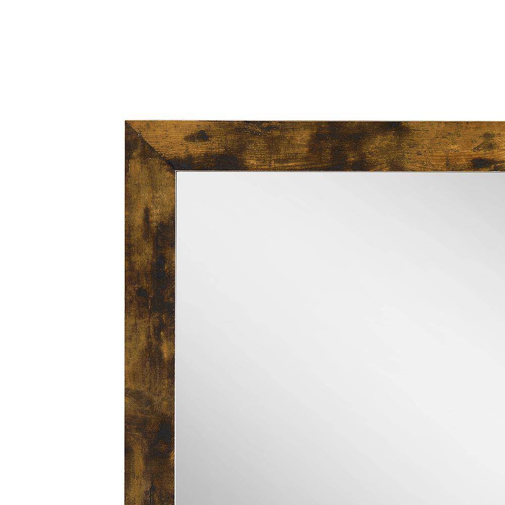 Rustic Oak Square Wooden Mirror with Industrial Charm
