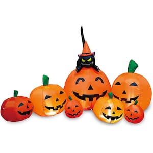 7 ft. Halloween Tall Pumpkin Patch with Cat Inflatable