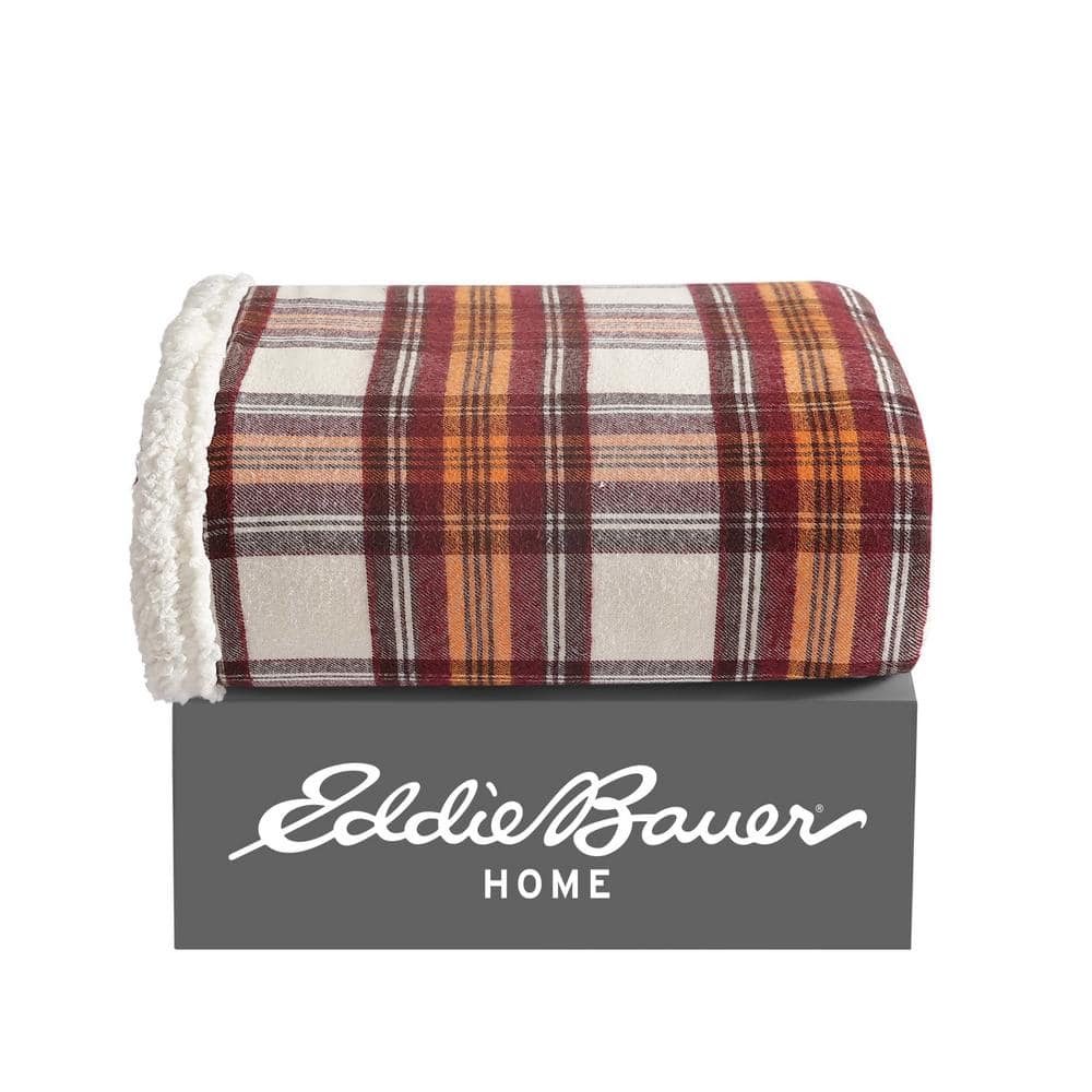 Cozy Cabin 50"x60" Red Plaid Sherpa Fleece Reversible Throw